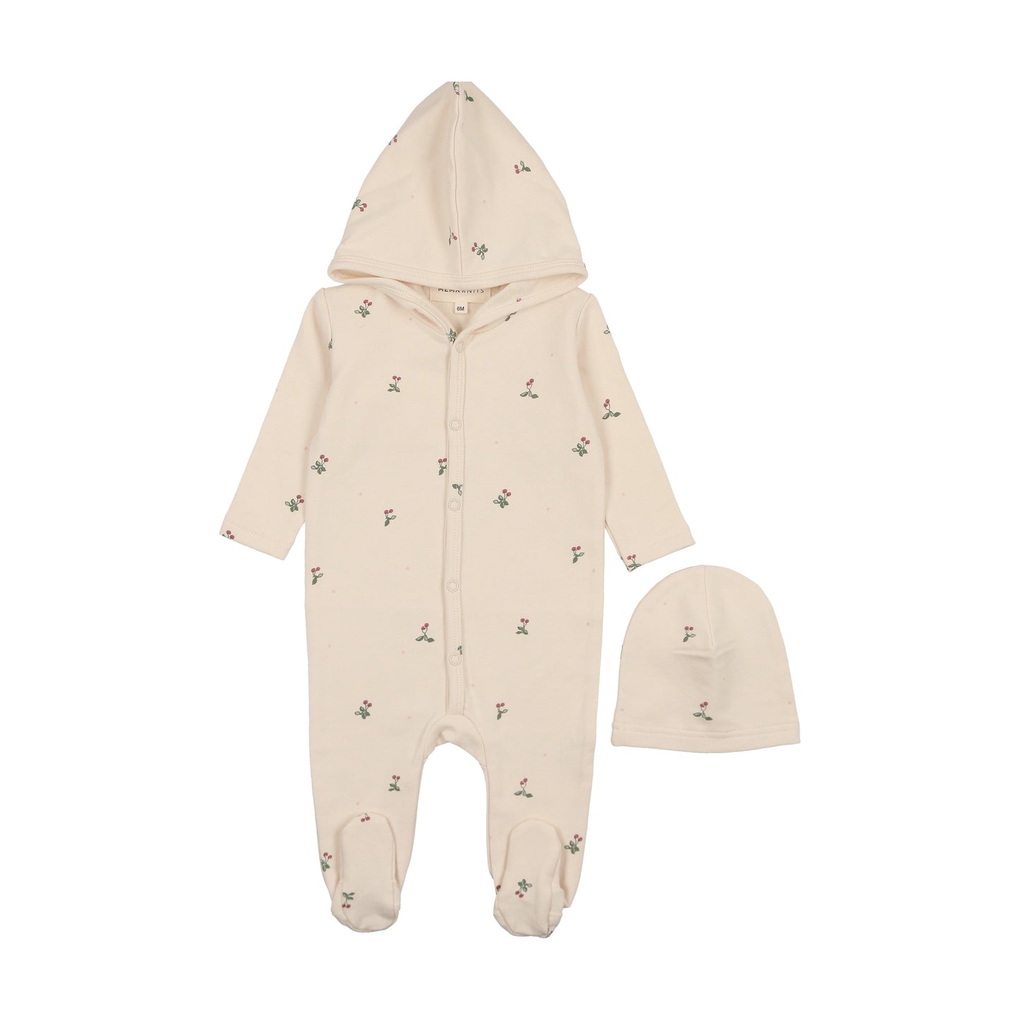 Hooded print footie + beanie