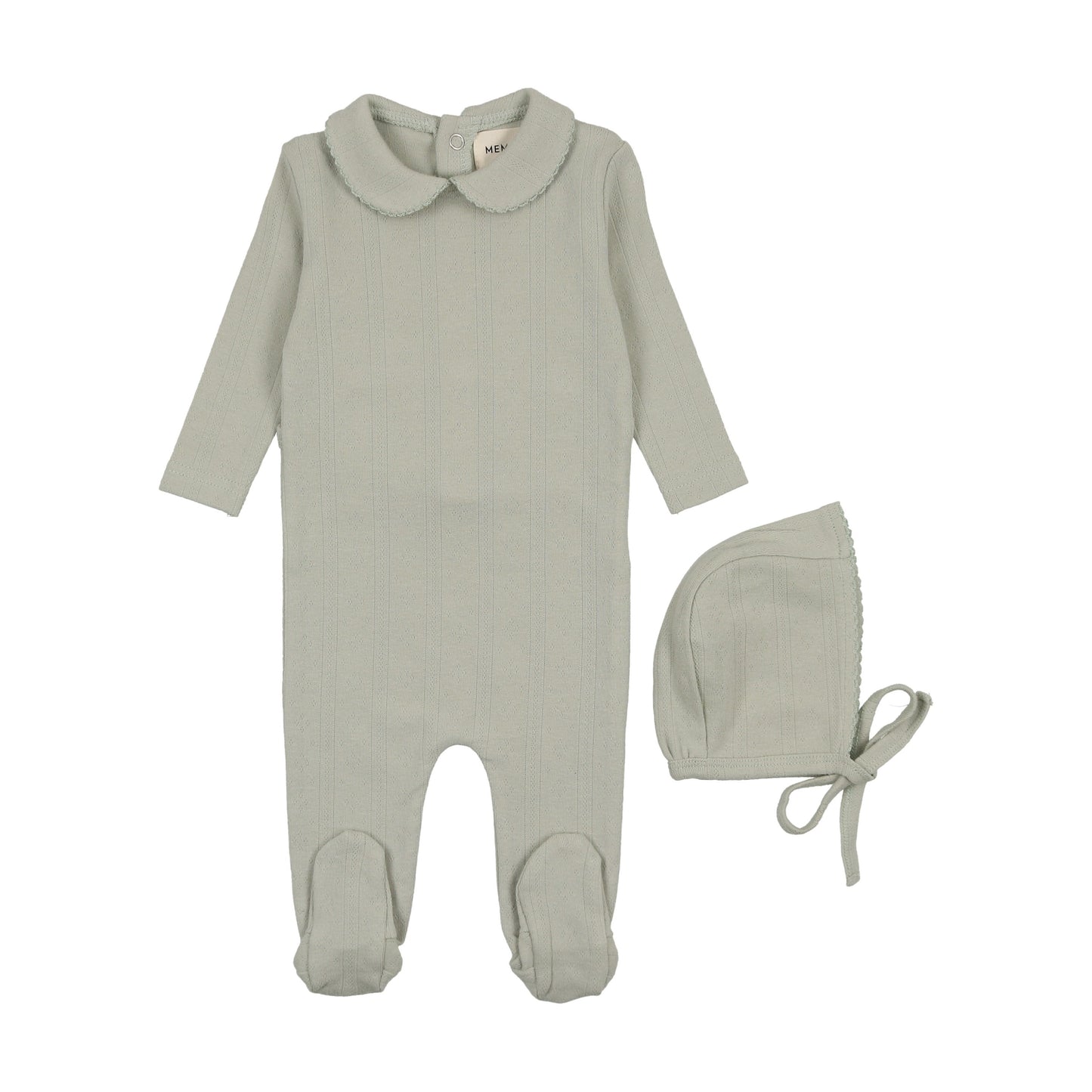 Pointelle footie + beanie