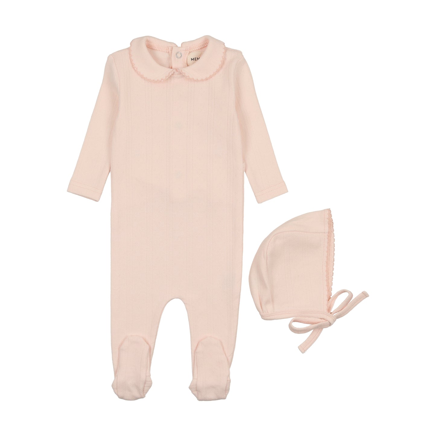 Pointelle footie + beanie