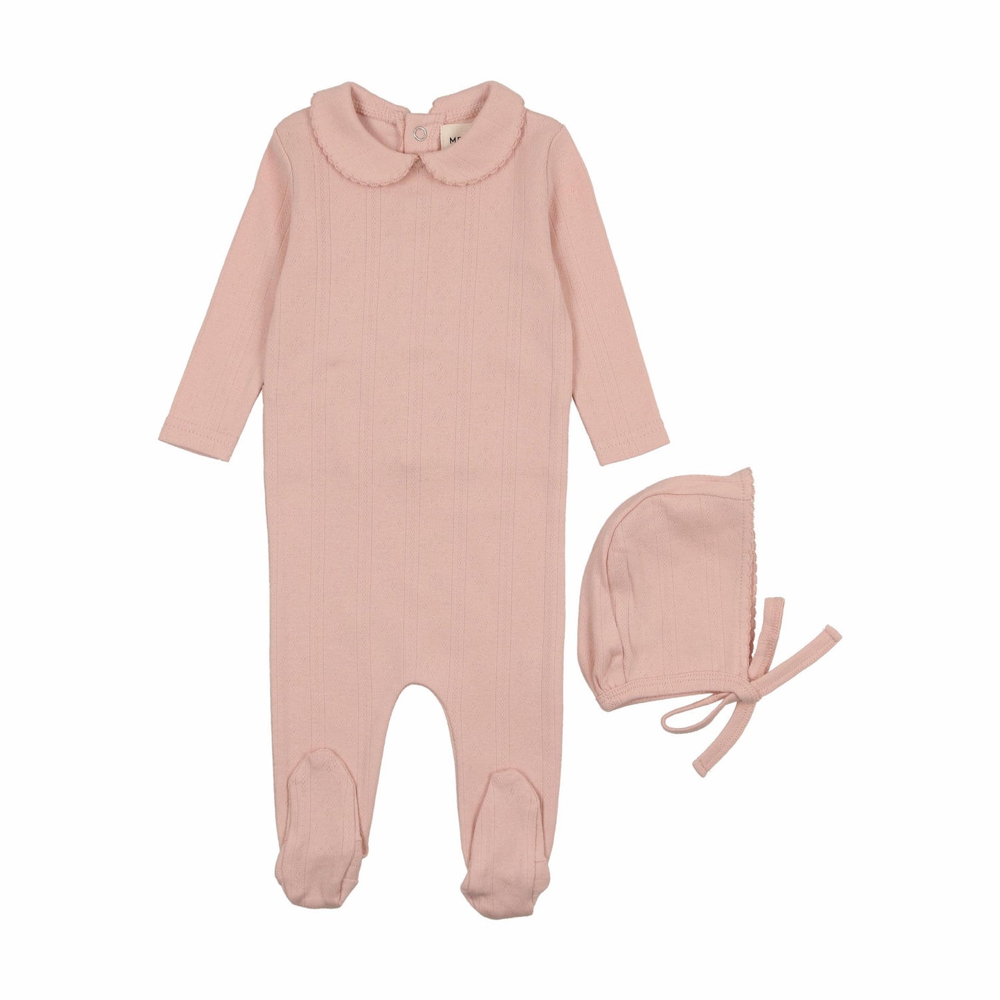 Pointelle footie + beanie