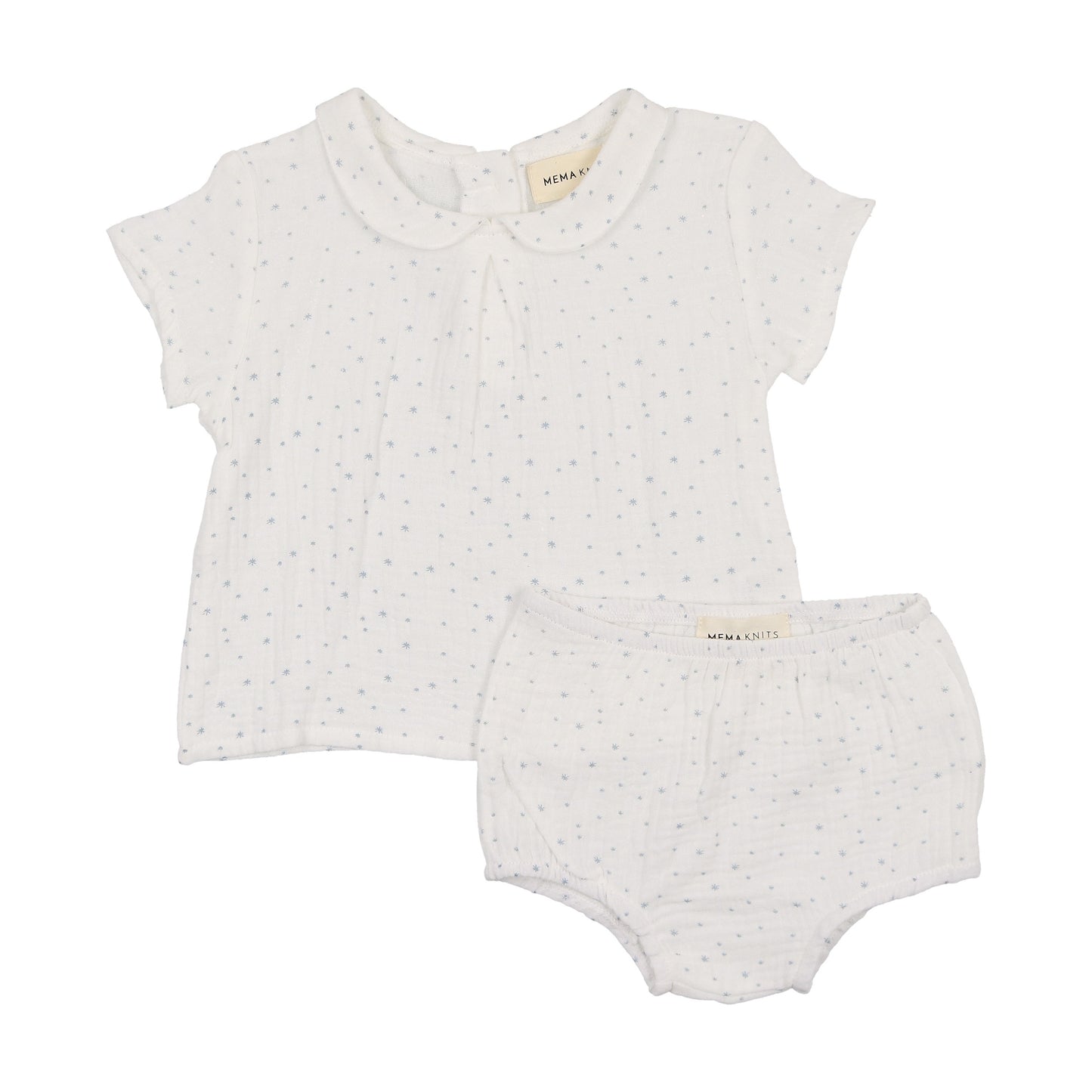 Gauze peter pan collared shirt + bloomer