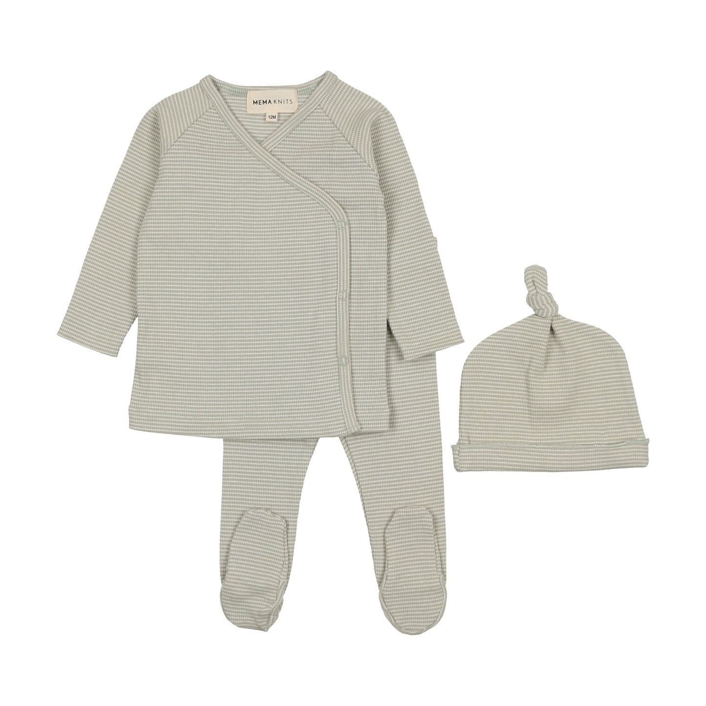 Striped two piece wrap set + beanie