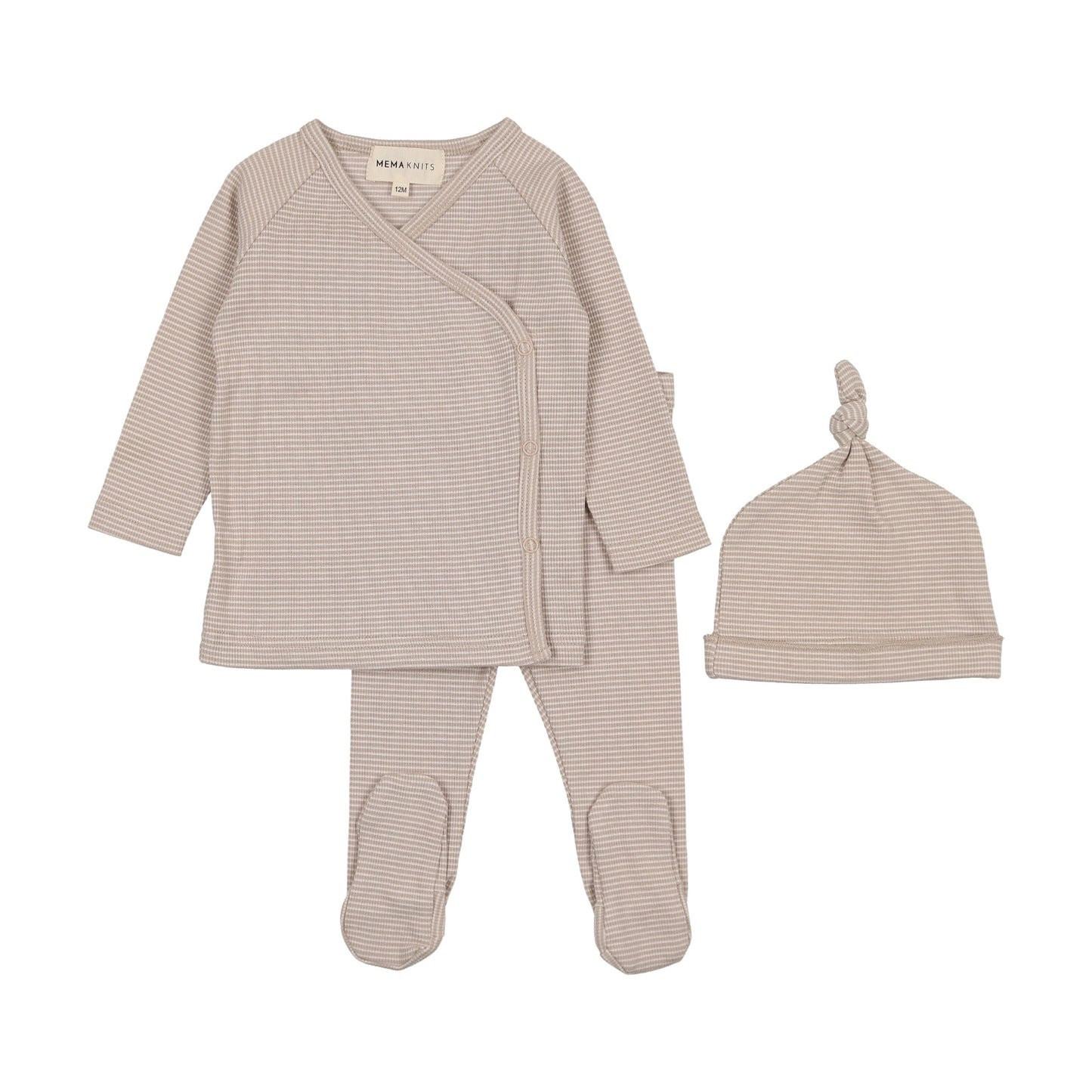 Striped two piece wrap set + beanie