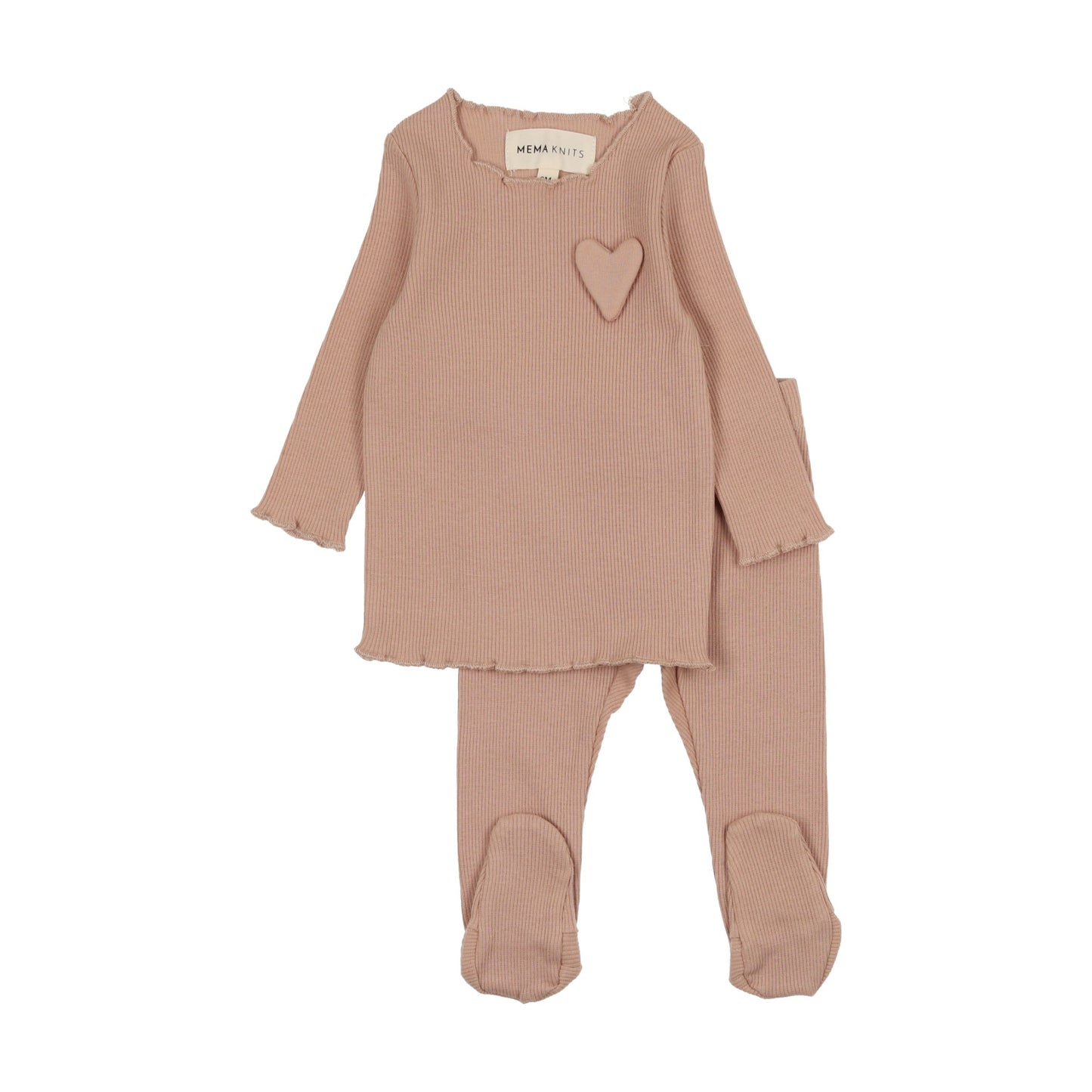 Ribbed Scalloped Long Two Piece Set