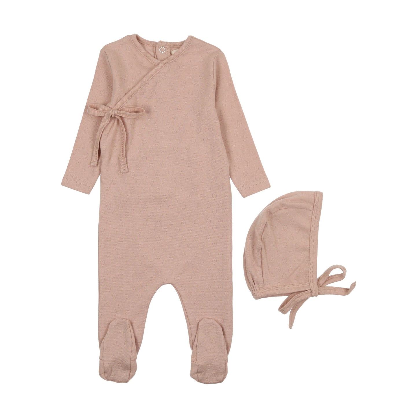 Pointelle Heart Footie + Bonnet