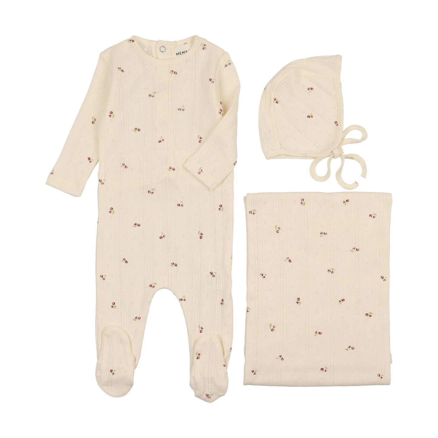 Cherry Pointelle Three Piece Set