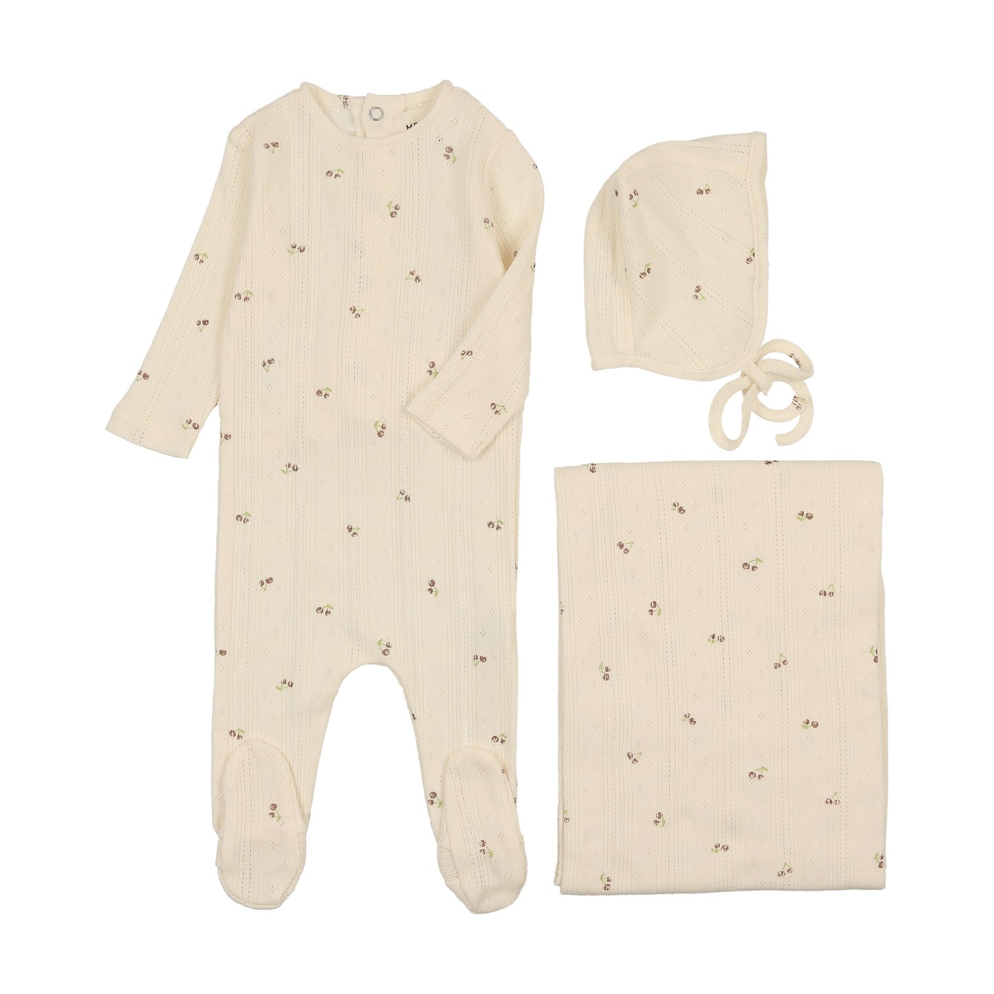 Cherry Pointelle Three Piece Set