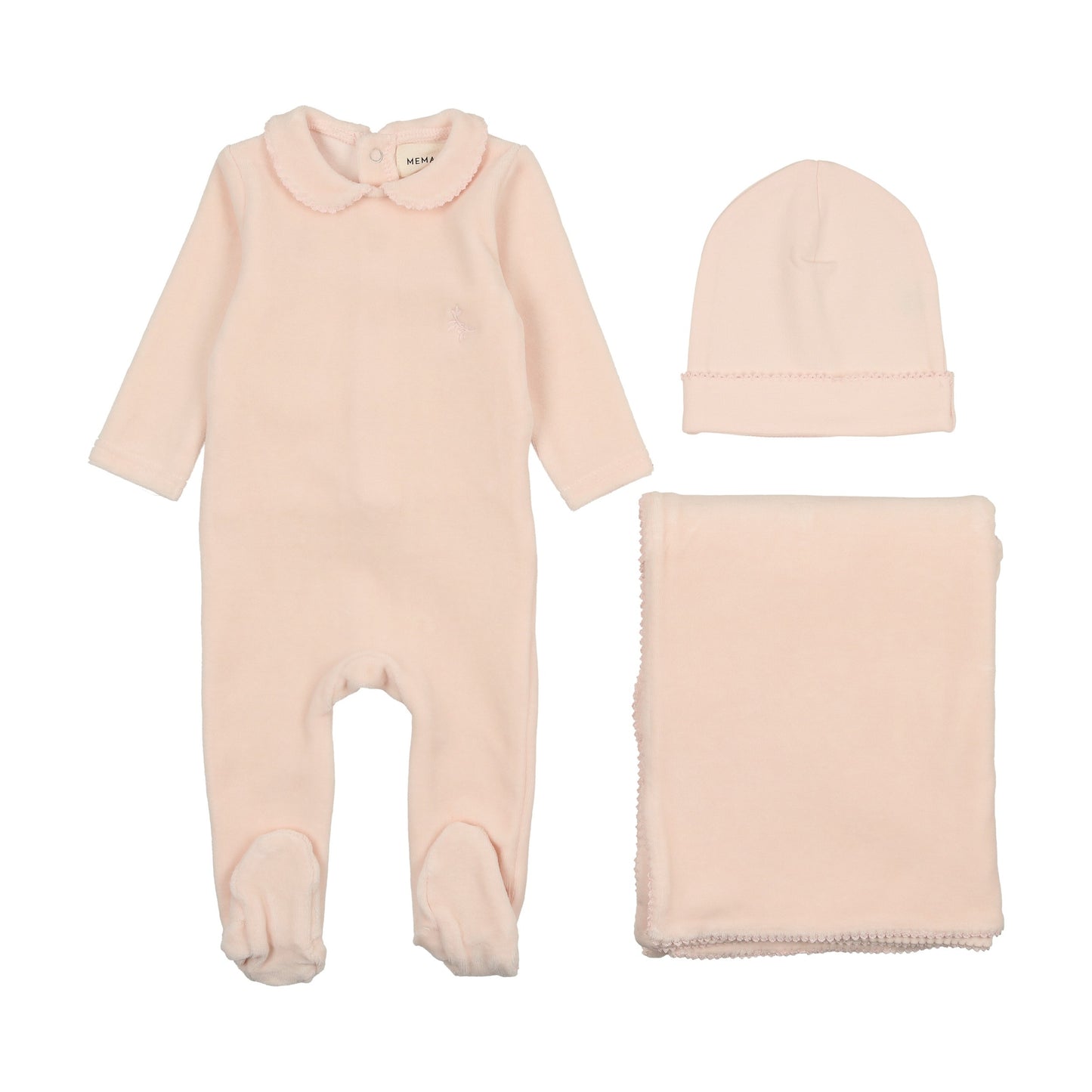 Picot Edge velour three piece set