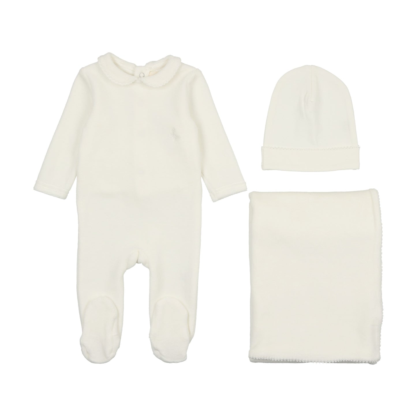Picot Edge velour three piece set