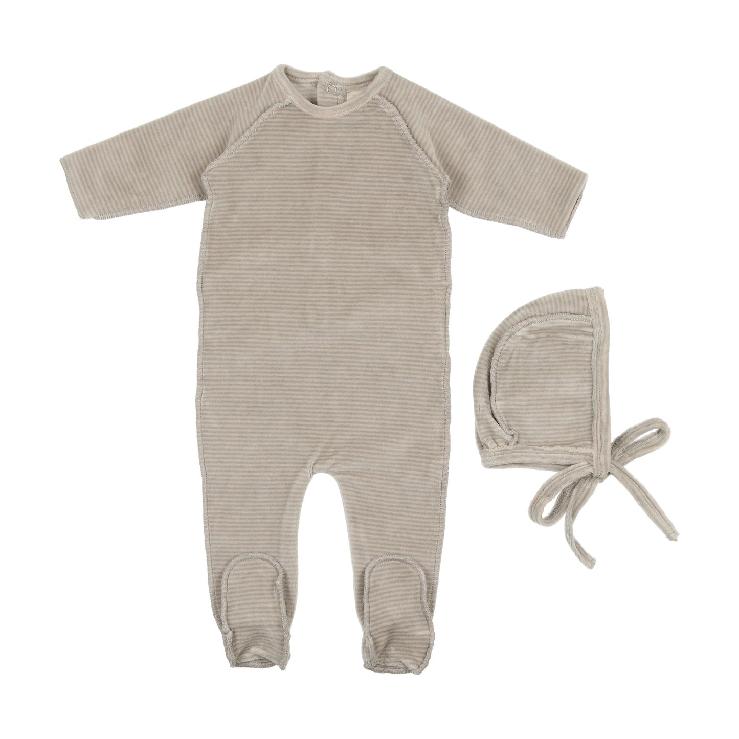 Thin striped velour footie