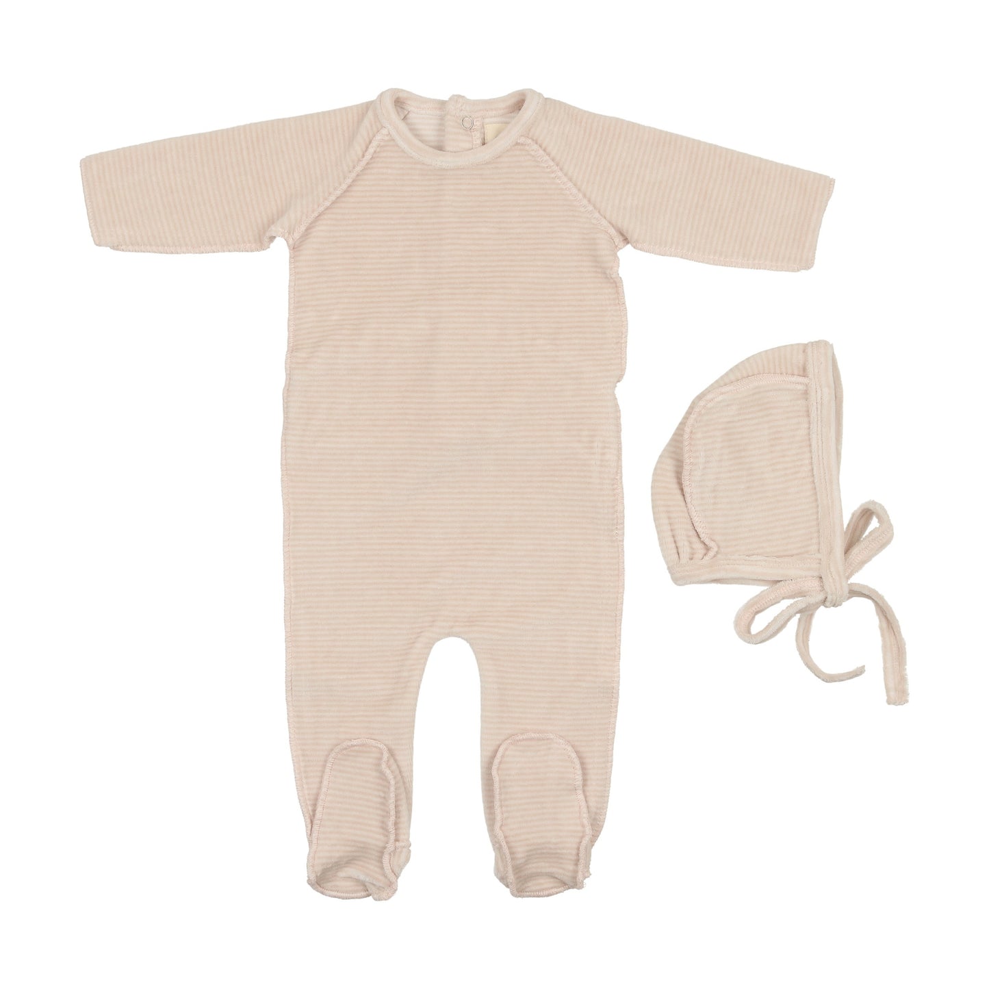 Thin striped velour footie