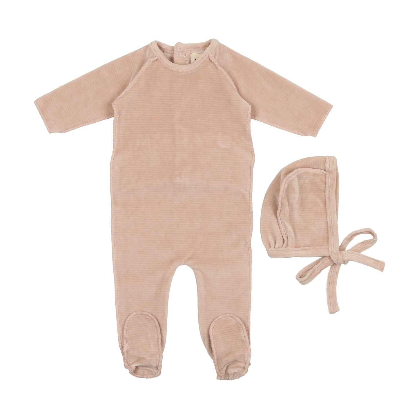 Thin striped velour footie