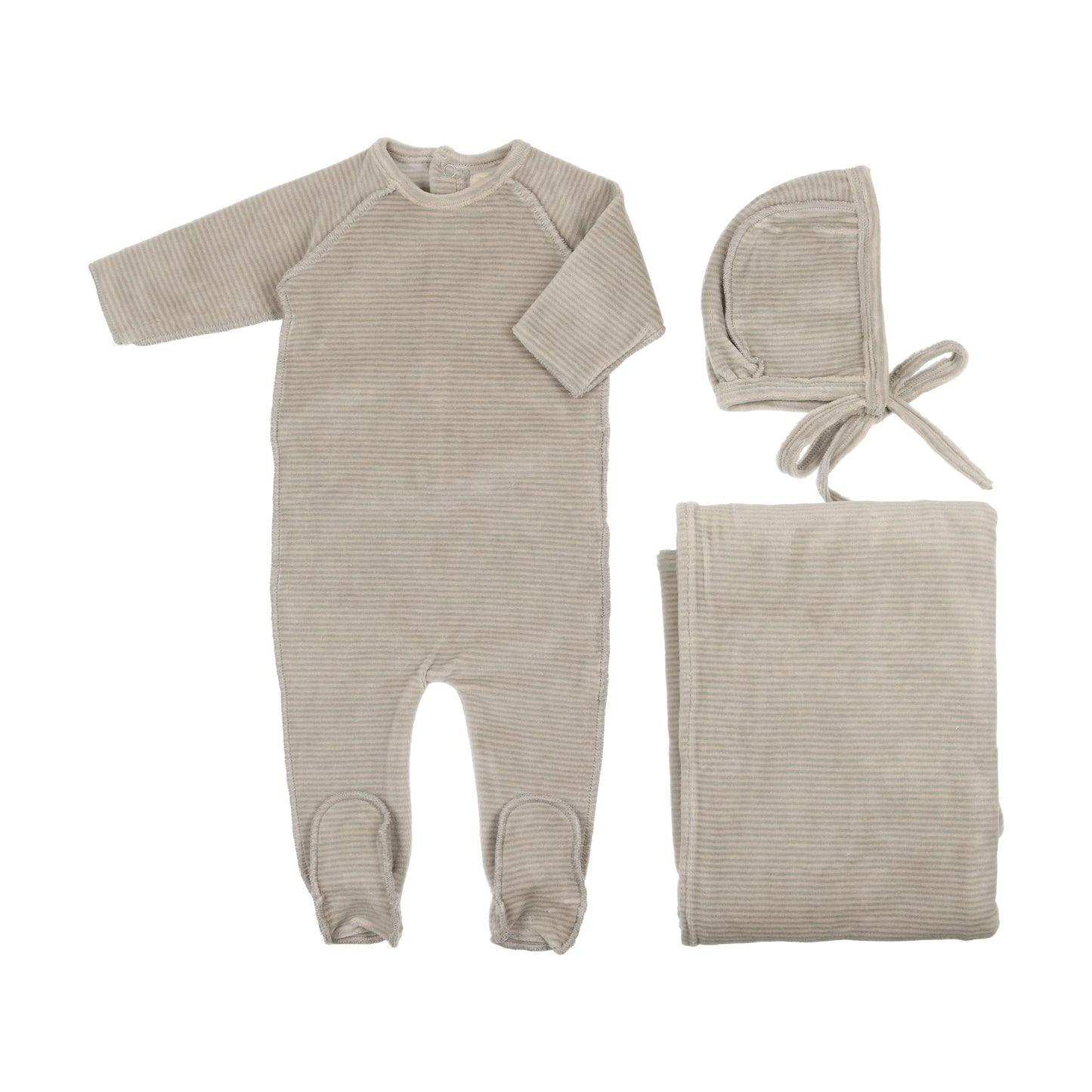 Thin striped velour three piece set