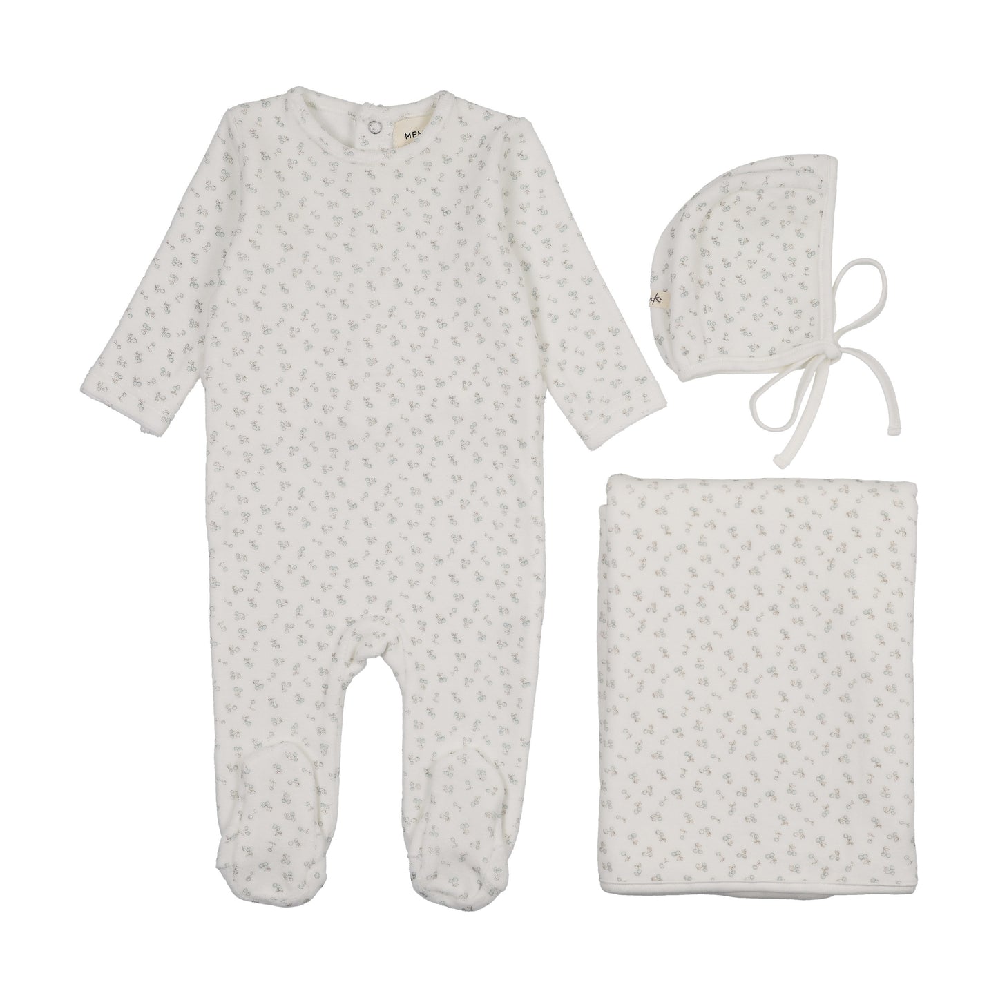 Velour Cherry printed three piece set