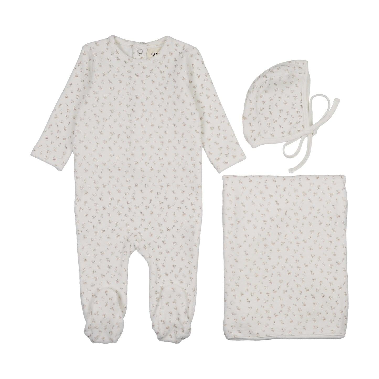 Velour Cherry printed three piece set