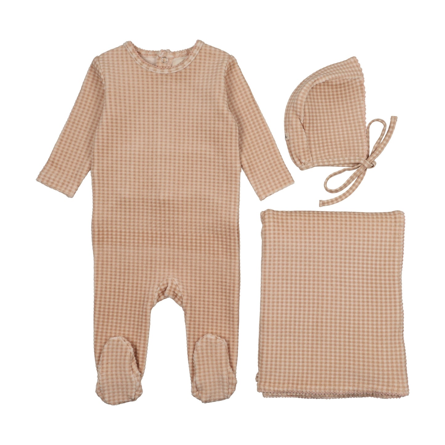 Velour gingham three piece set