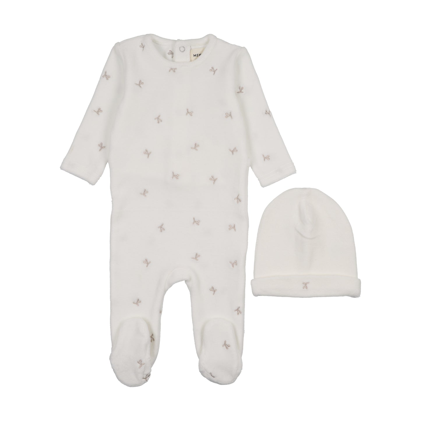 Velour scattered cherries footie + beanie
