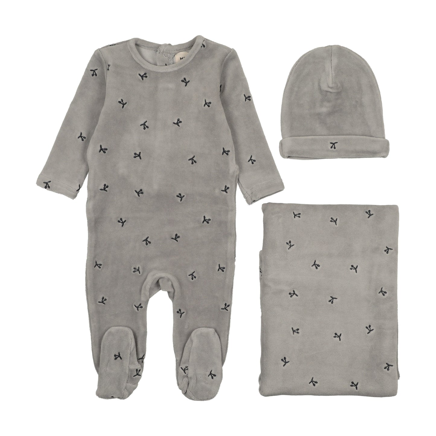 Velour scattered cherries three piece set