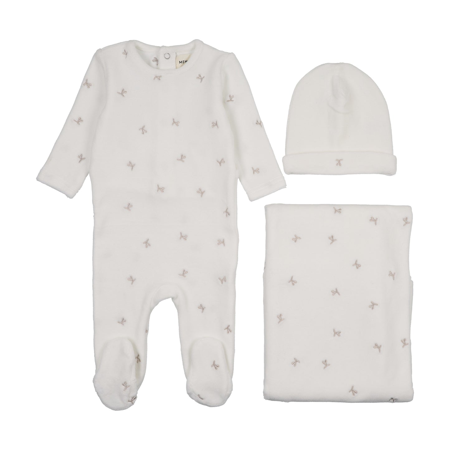 Velour scattered cherries three piece set