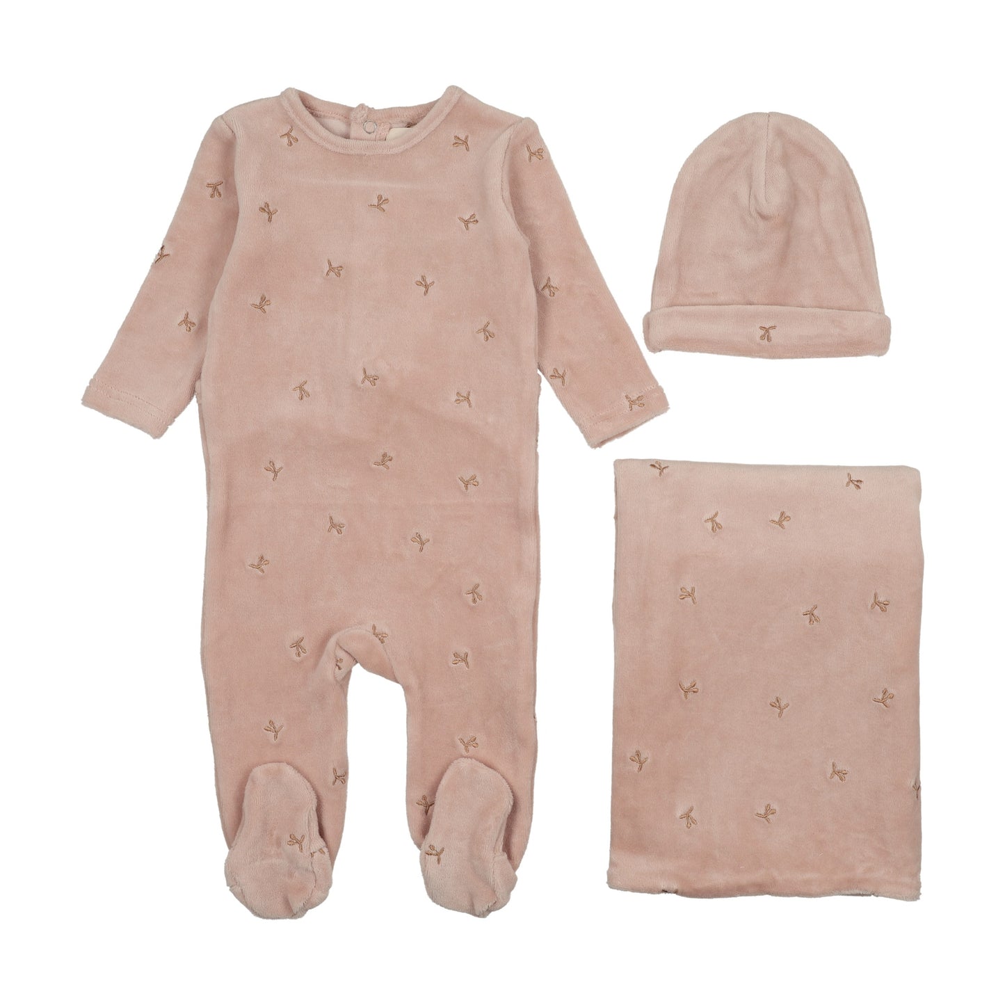 Velour scattered cherries three piece set