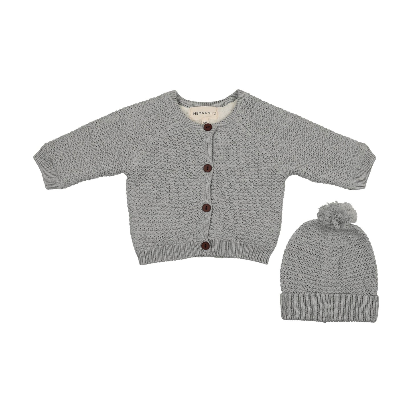 Knit Sherpa Lined Jacket + Pompom beanie