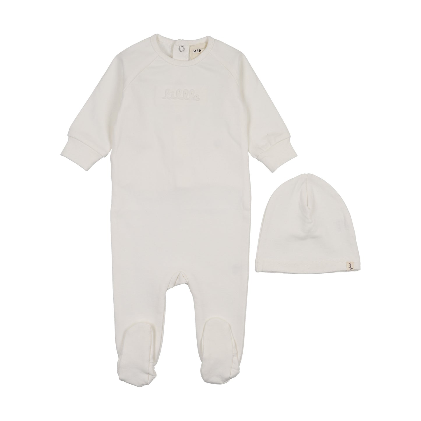 Embossed sweatshirt footie + Beanie