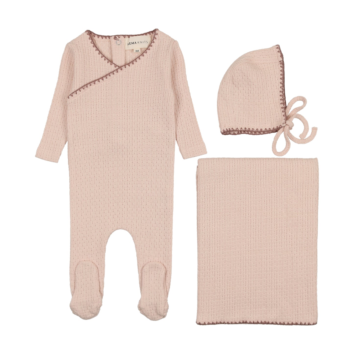 Embroidered edge three piece set