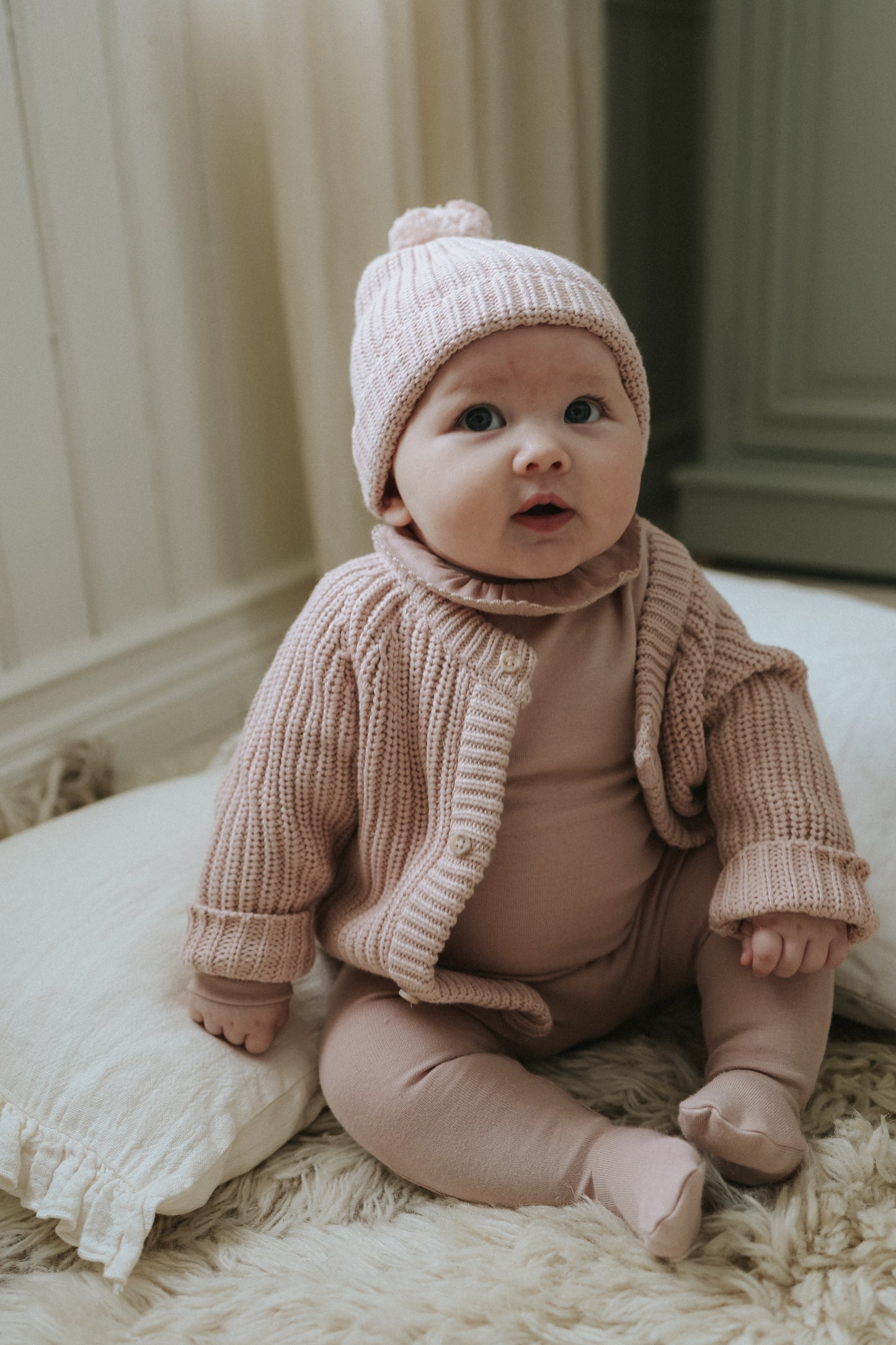 Knit Jacket + Pom-Pom Hat