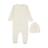 Cherry print footie + beanie