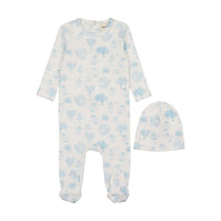 Toile print footie + beanie