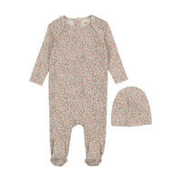 Floral liberty print footie + beanie