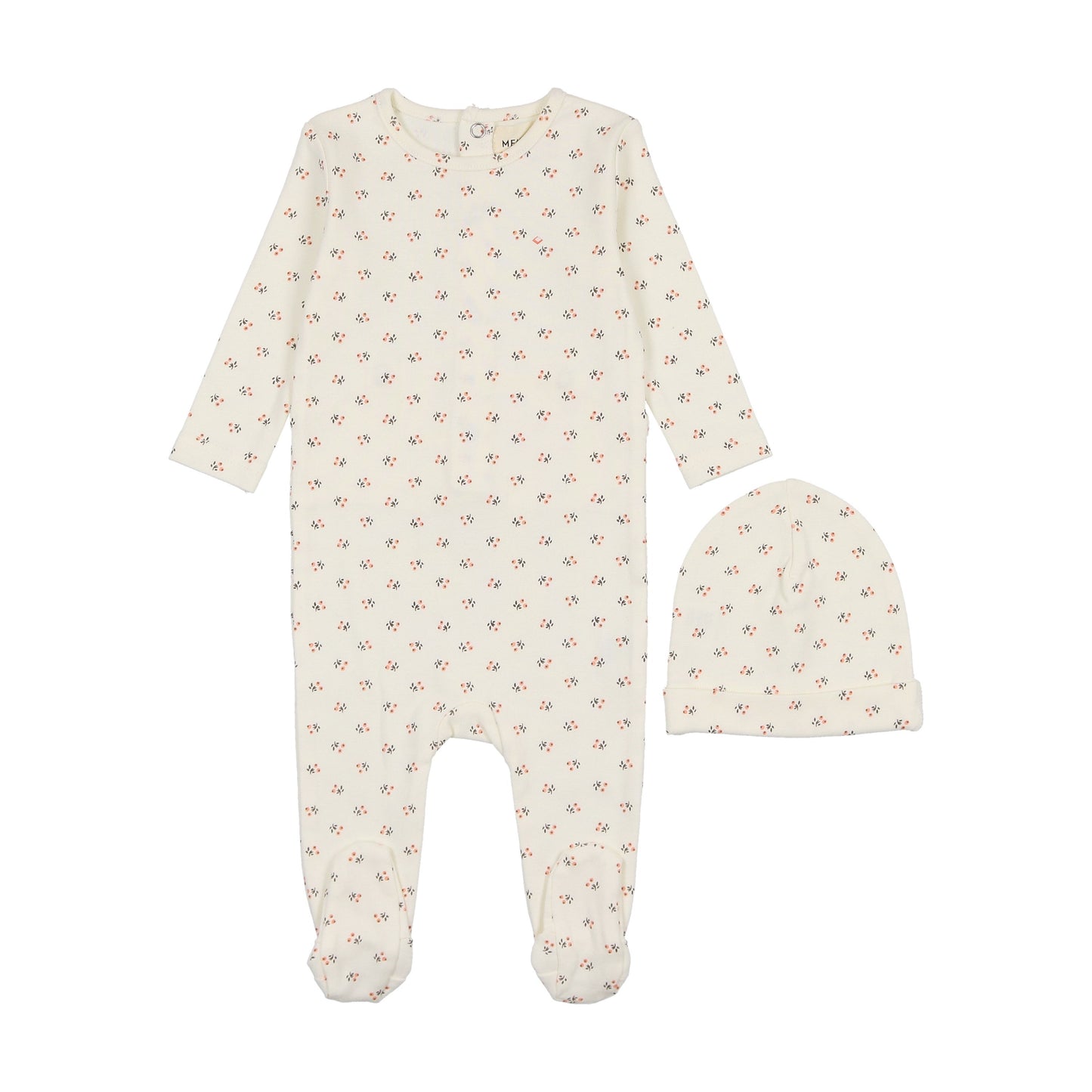 Bud print footie + beanie