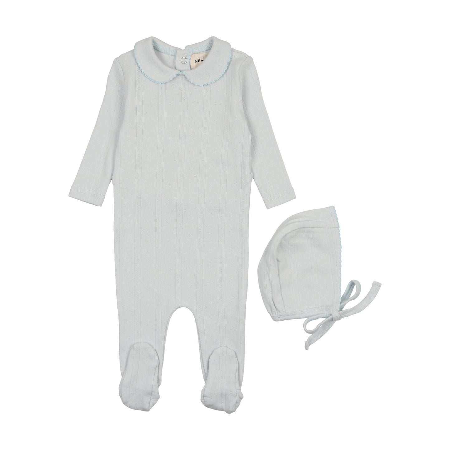 Pointelle footie + beanie