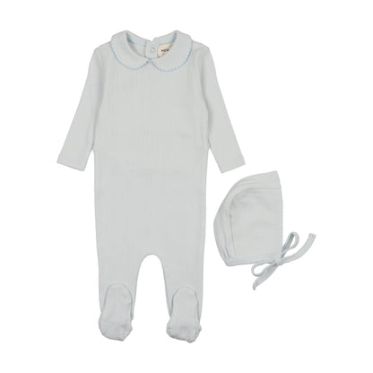 Pointelle footie + beanie