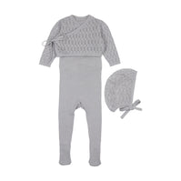 Knit Sleeveless footie w cardigan + bonnet