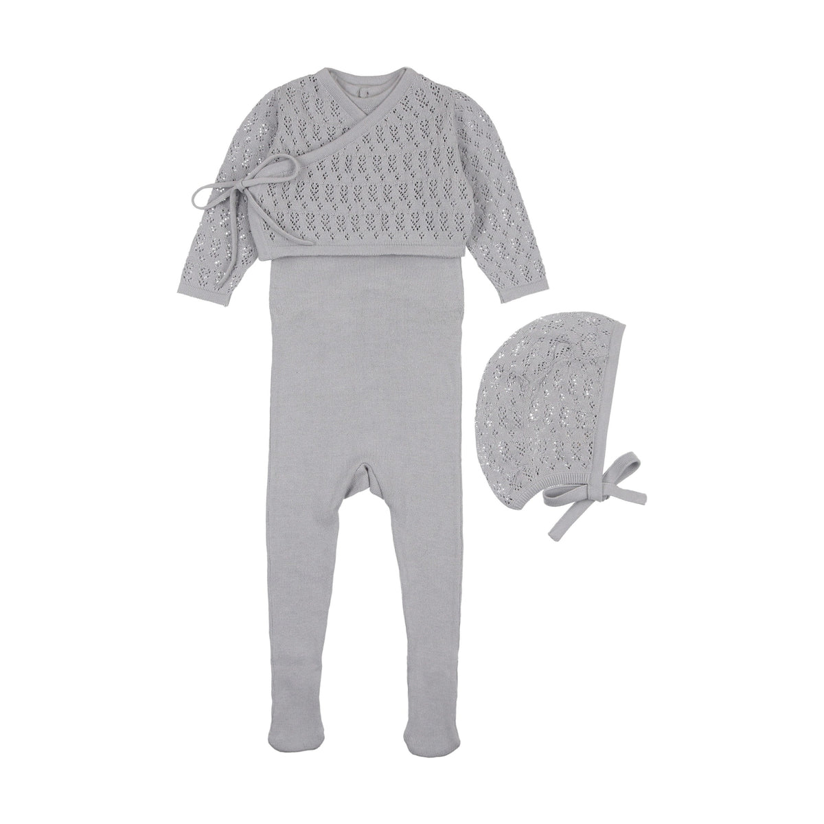 Knit Sleeveless footie w cardigan + bonnet-1