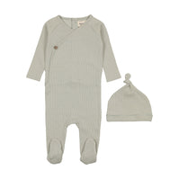 Thin striped footie + beanie