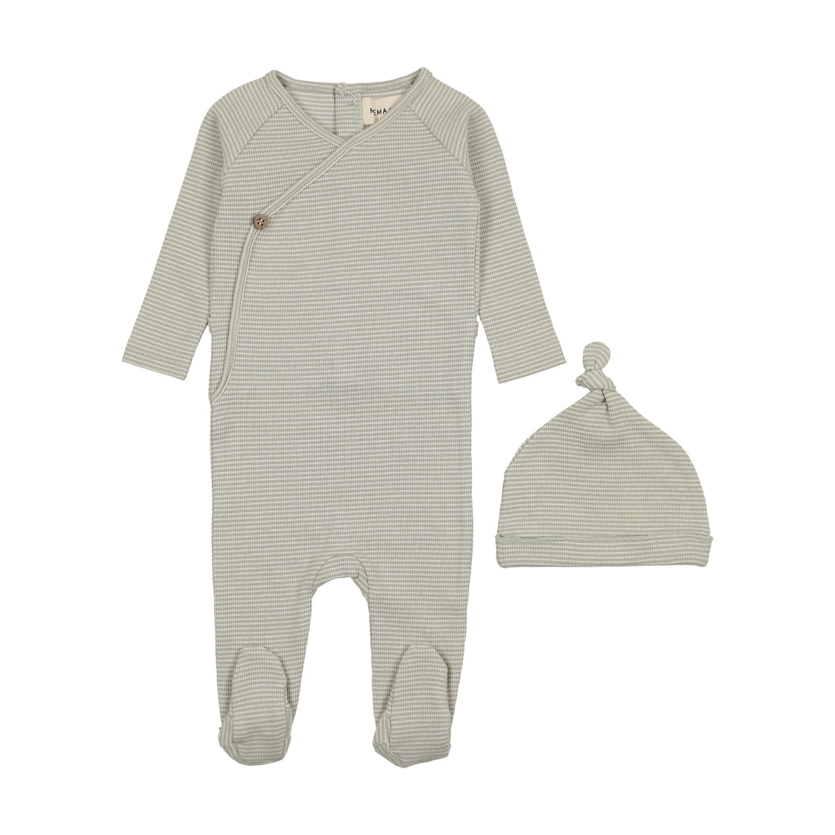 Thin striped footie + beanie-1