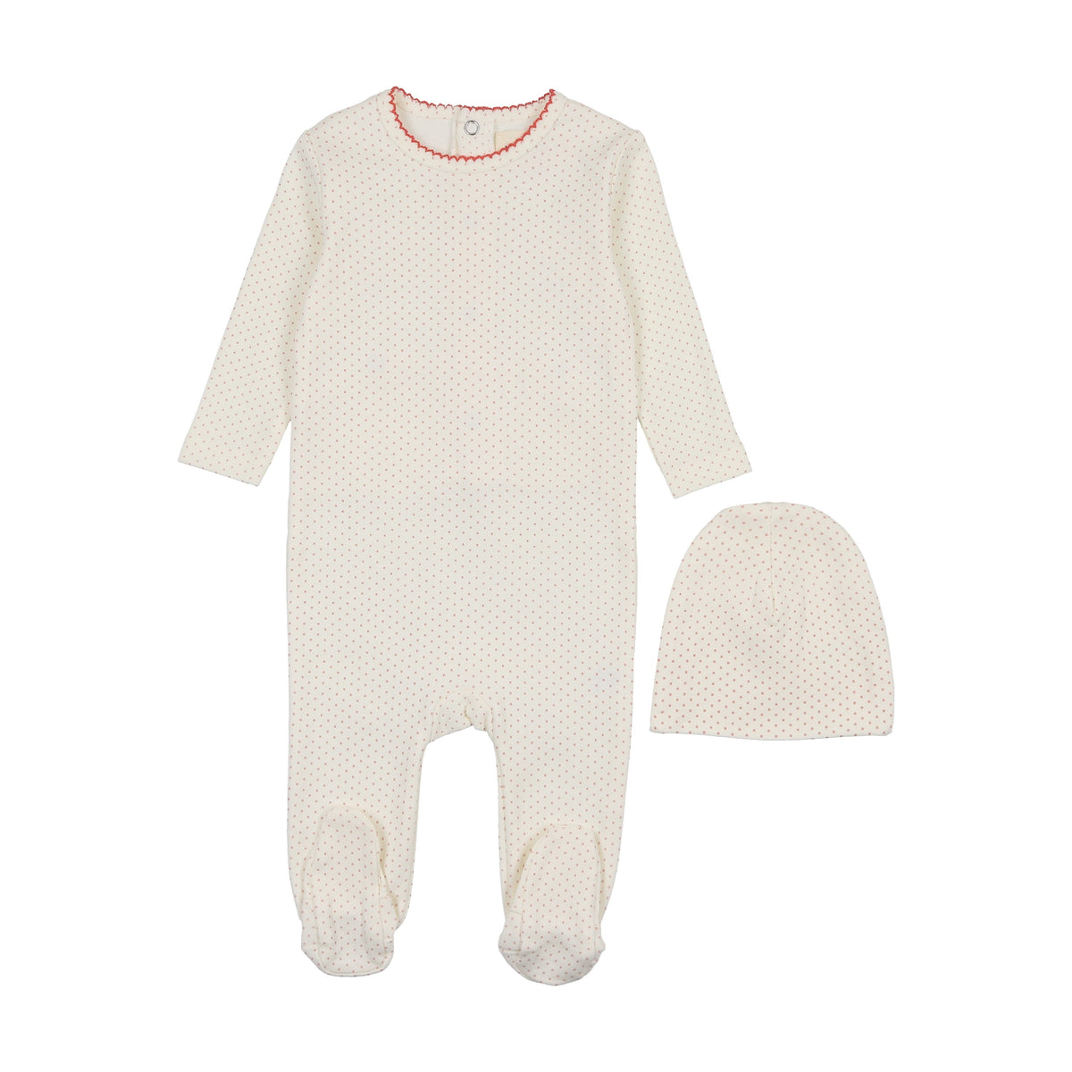 Polka dots footie + beanie-1