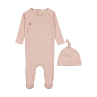 Thin striped footie + beanie