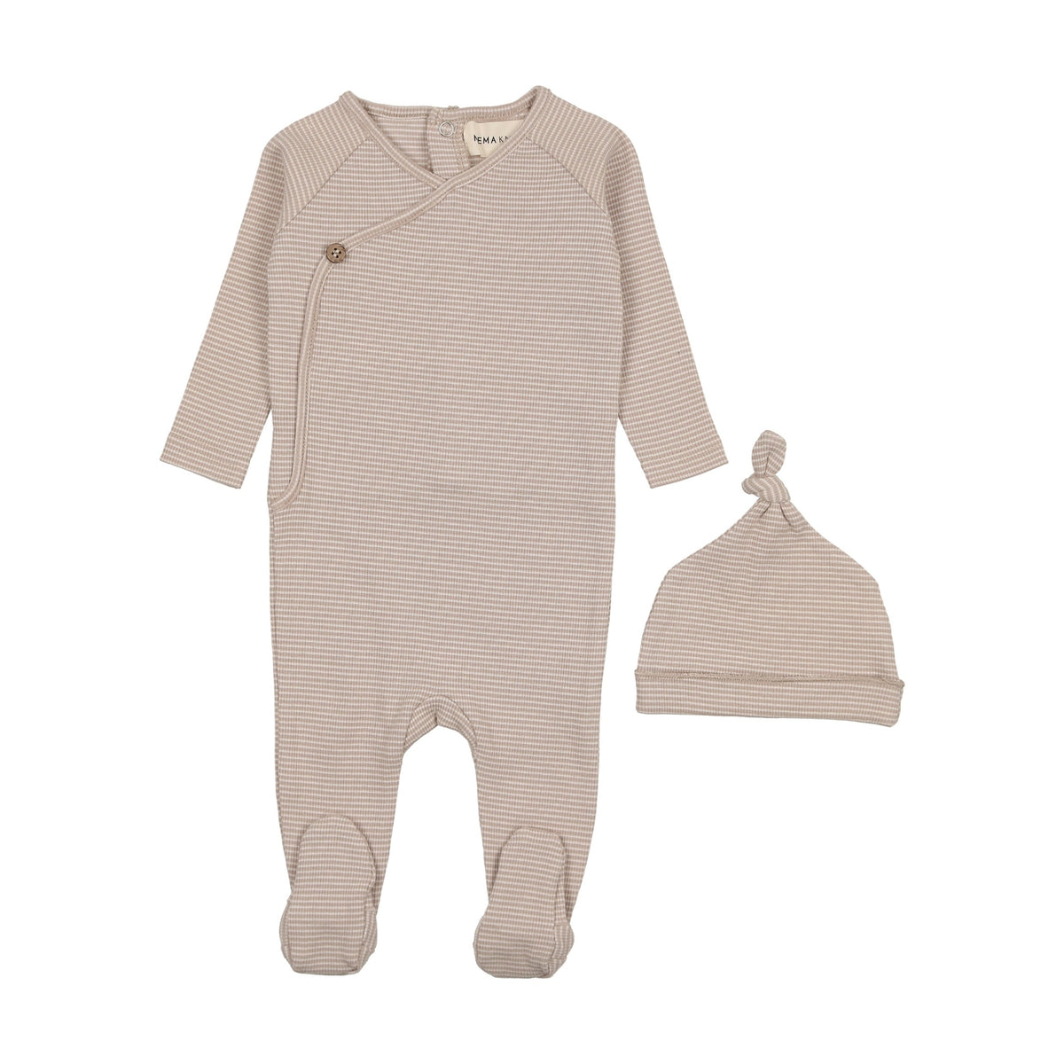 Thin striped footie + beanie-3