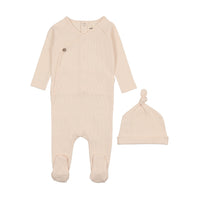 Thin striped footie + beanie