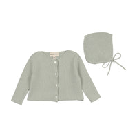 Knit cardigan + bonnet