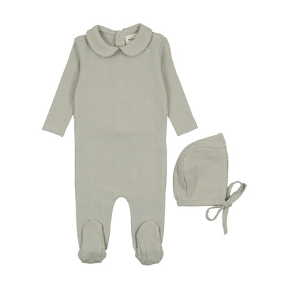 Pointelle footie + beanie