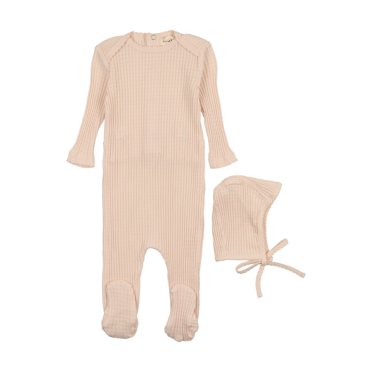 picot edge textured footie + bonnet-3