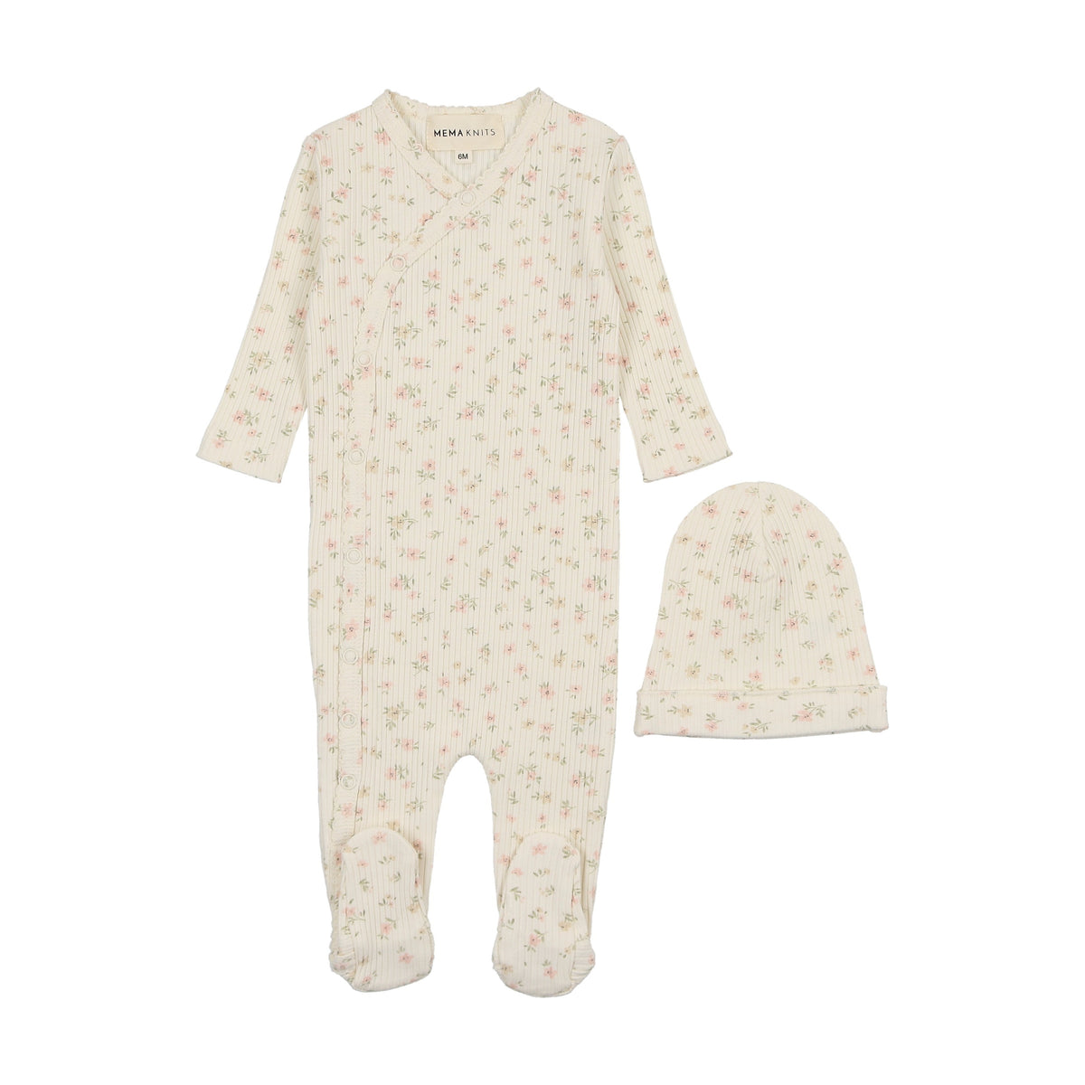 Printed side snap footie + beanie-3