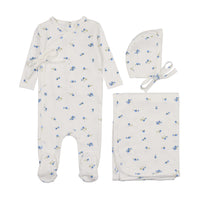 Pointelle floral three piece set