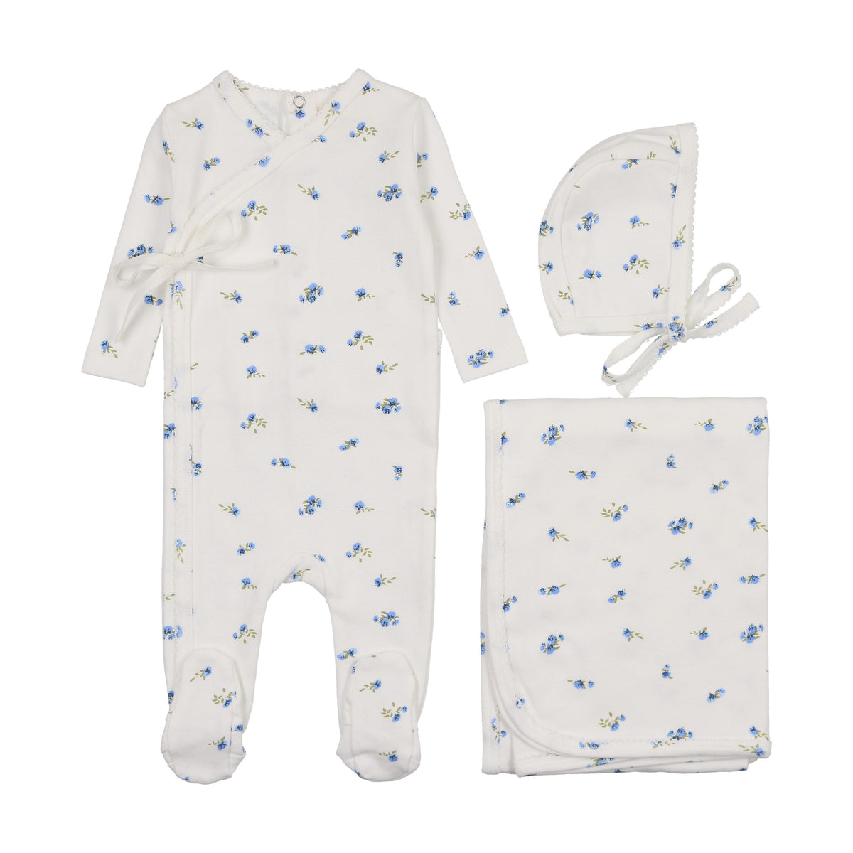 Pointelle floral three piece set-1