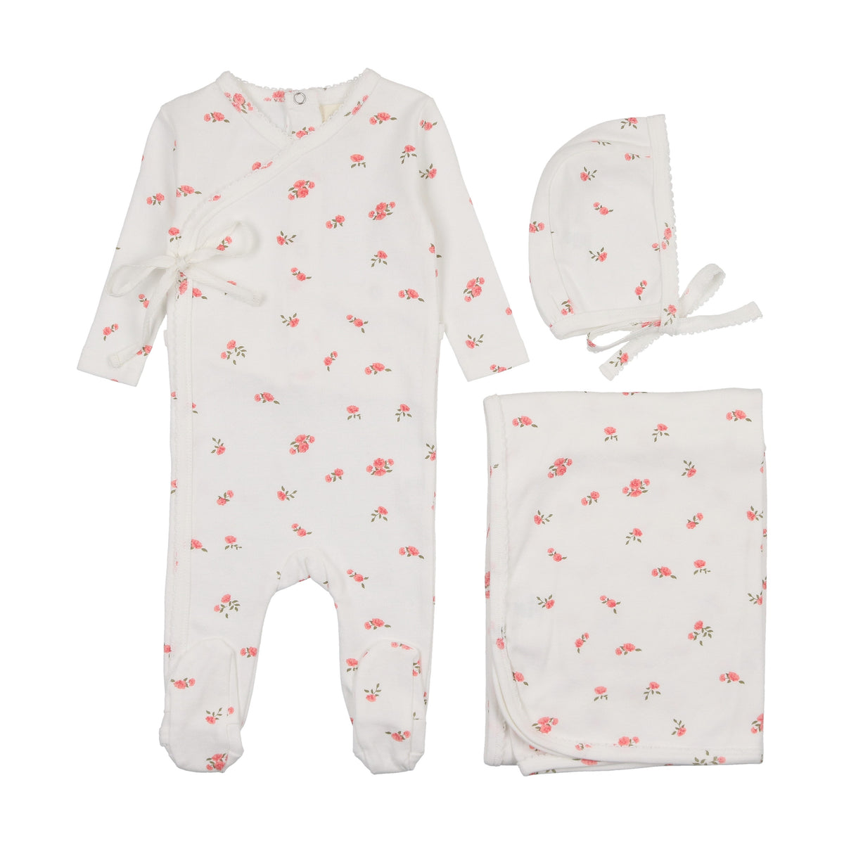 Pointelle floral three piece set-2