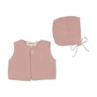 Knit cropped vest + bonnet